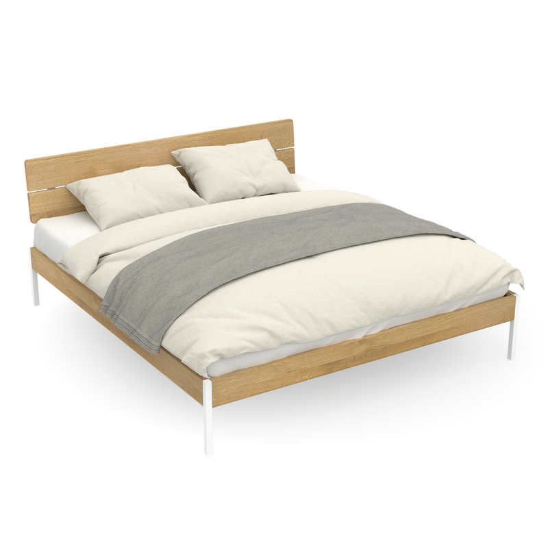 Ökomöbel aus Vollholz und Metal modernes Minimalistisches Bett Naturgeölt
