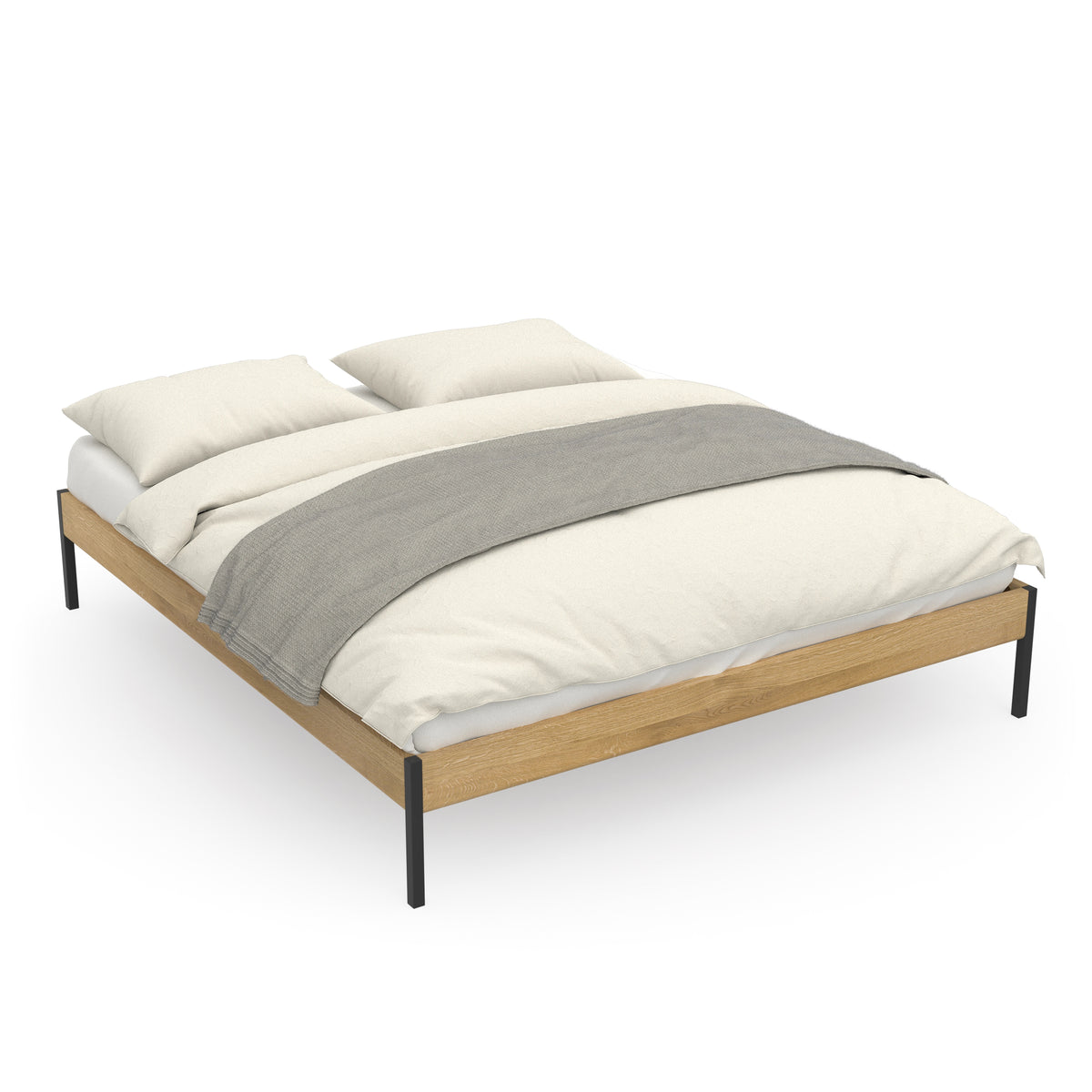 Bett Luna Minimal - minimalistisches Design aus Eiche & Metall – ekomia
