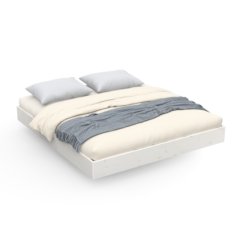 Schlichtes Öko Bett Swebe Ohne Kopfteil minimalistisch niedrige Höhe