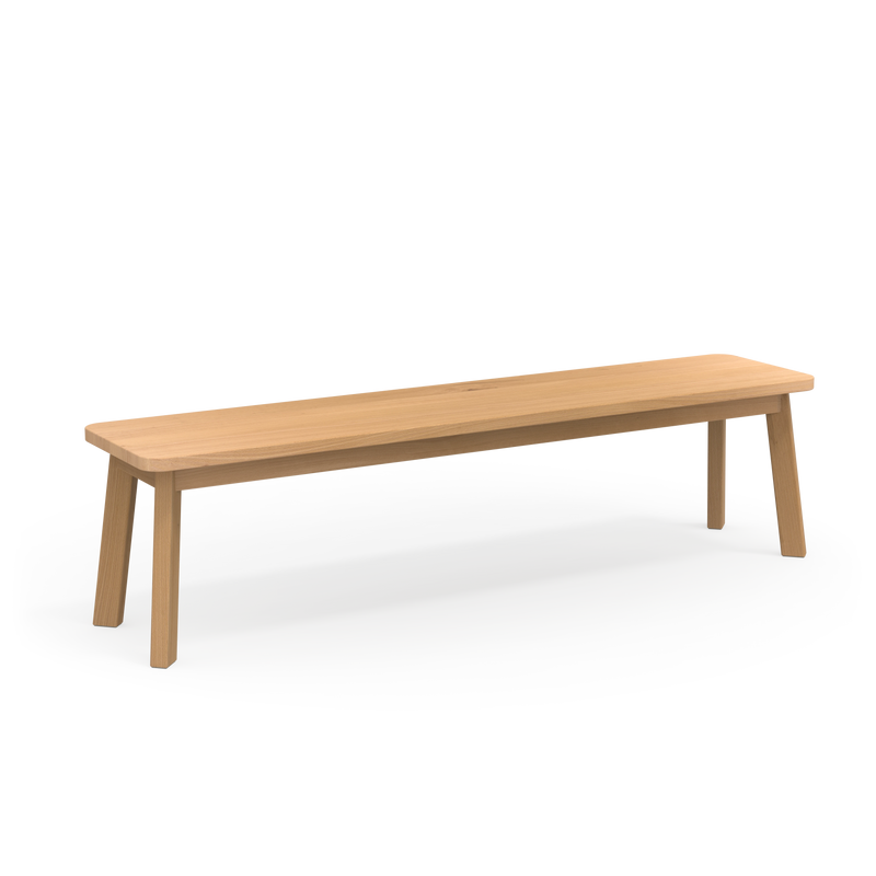 Schlichte Sitzbank aus geölter Buche im zeitlosen, natürlichen Design