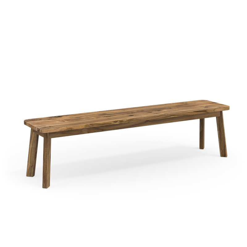 Schlichte Sitzbank aus geölter Nussbaum  im zeitlosen, natürlichen Design