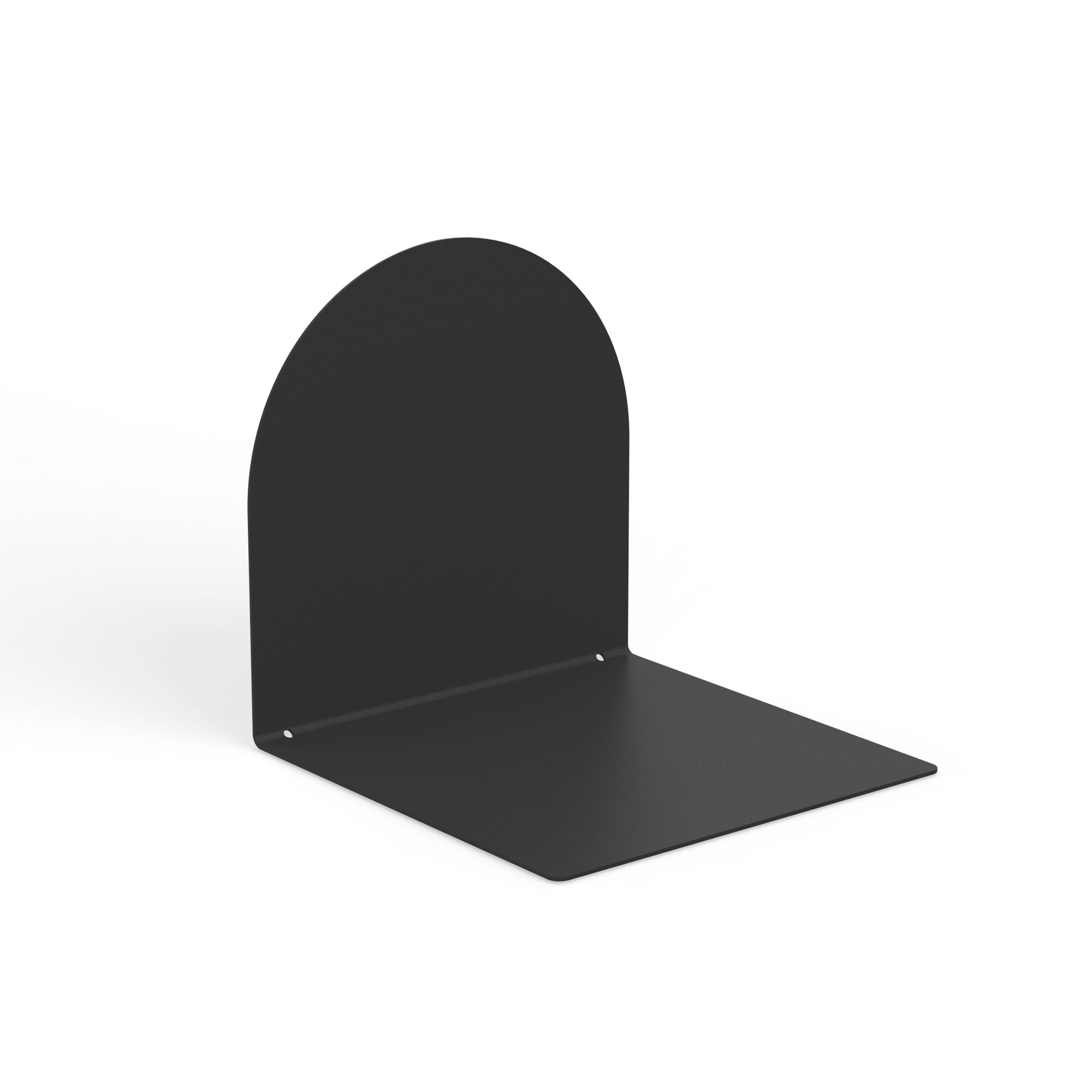 Minimalistische Buchstütze schwarz funktional und robust, runde und eckige Seite