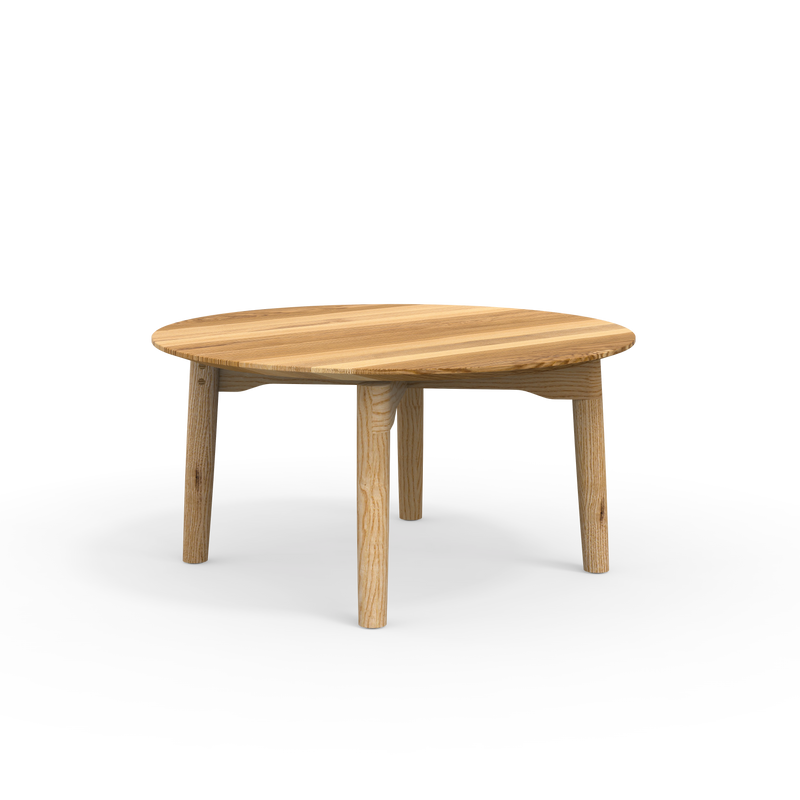 Geölter runder Couchtisch Form S zertifizierte WilEscheeiche handgefertigt Massivholz
