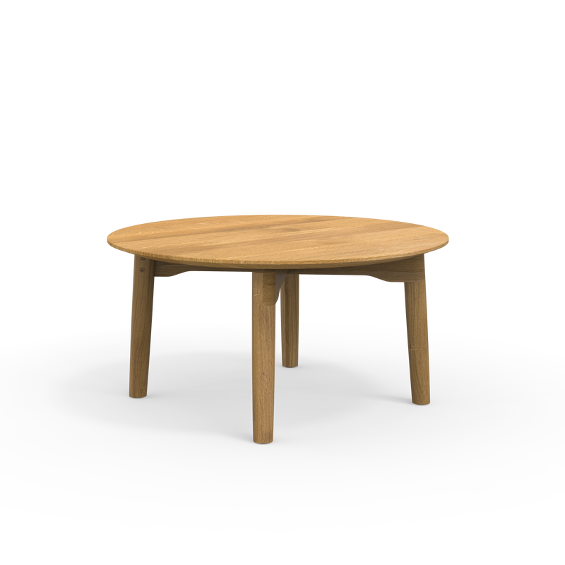 Natürliche geölter runder Couchtisch Form S nachhaltige Eiche handselektiertes Vollholz