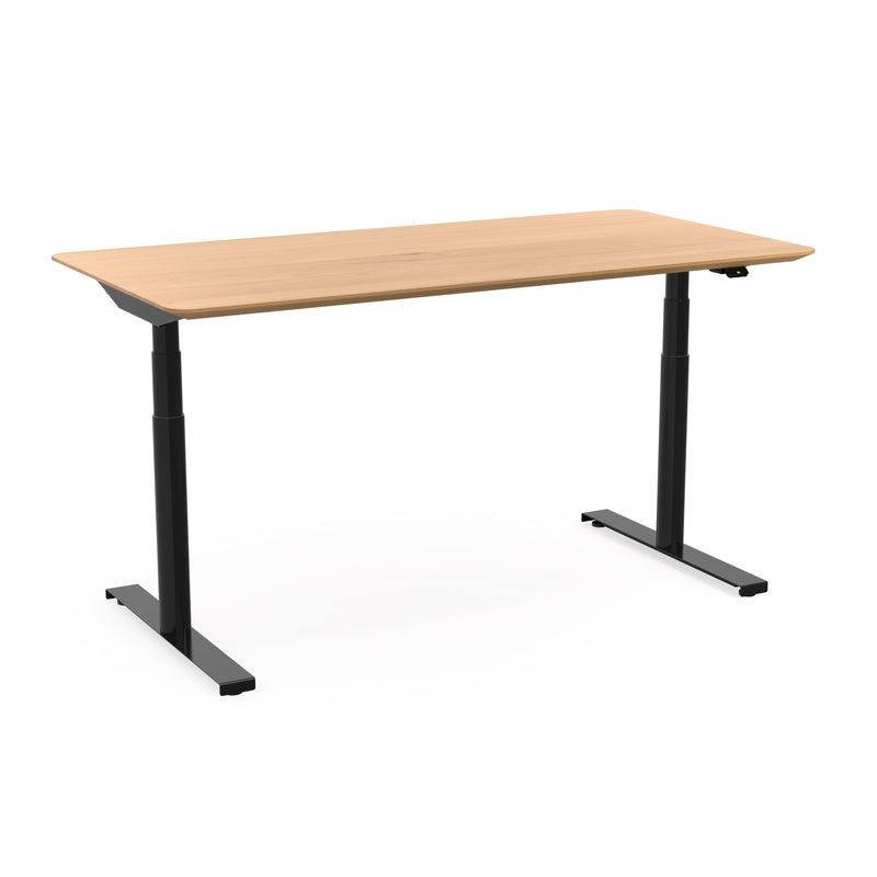 ergonomischer höhenverstellbarer Schreibtisch Levi schwarzes Gestell mit individueller Vollholz Tischplatte  aus zertifizierter geölter Buche 