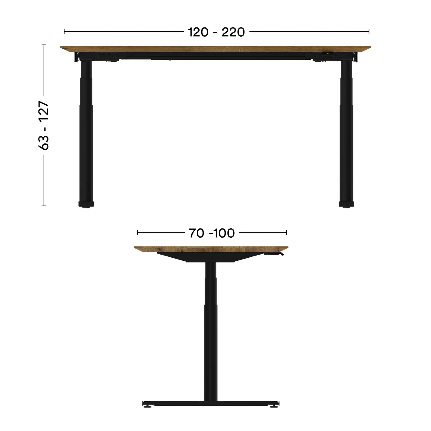 Maße ökologischer Schreibtisch Levi Massive Holztischplatte 