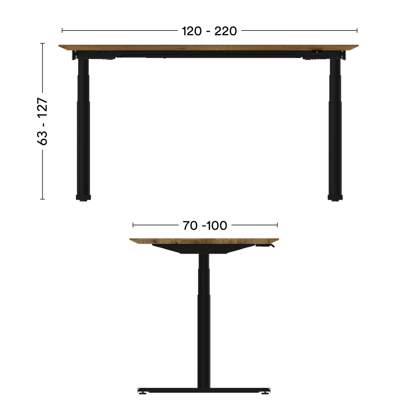 Maße ökologischer Schreibtisch Levi Massive Holztischplatte 