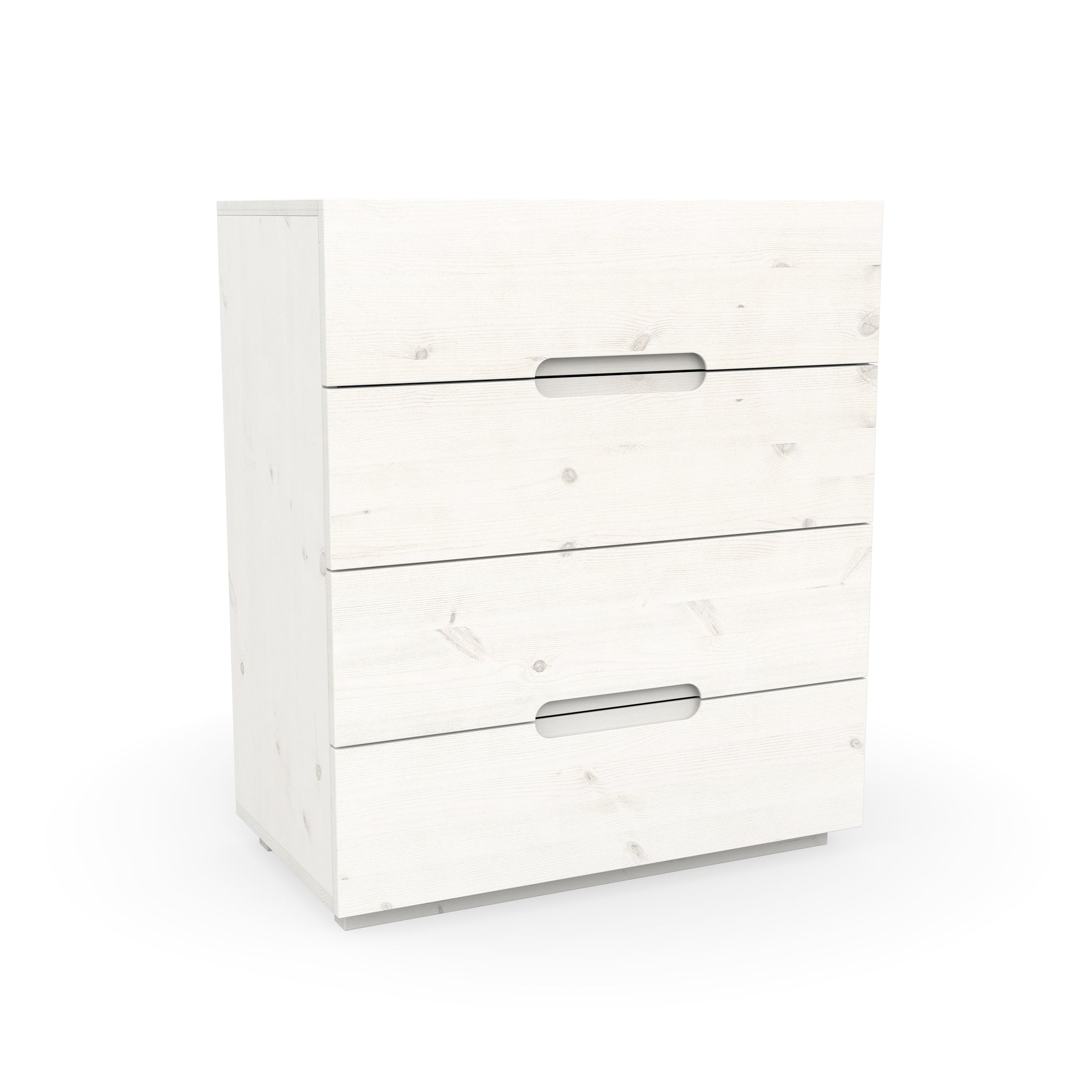 Weiße Design Kommode mit vier Schubladen aus Massivholz