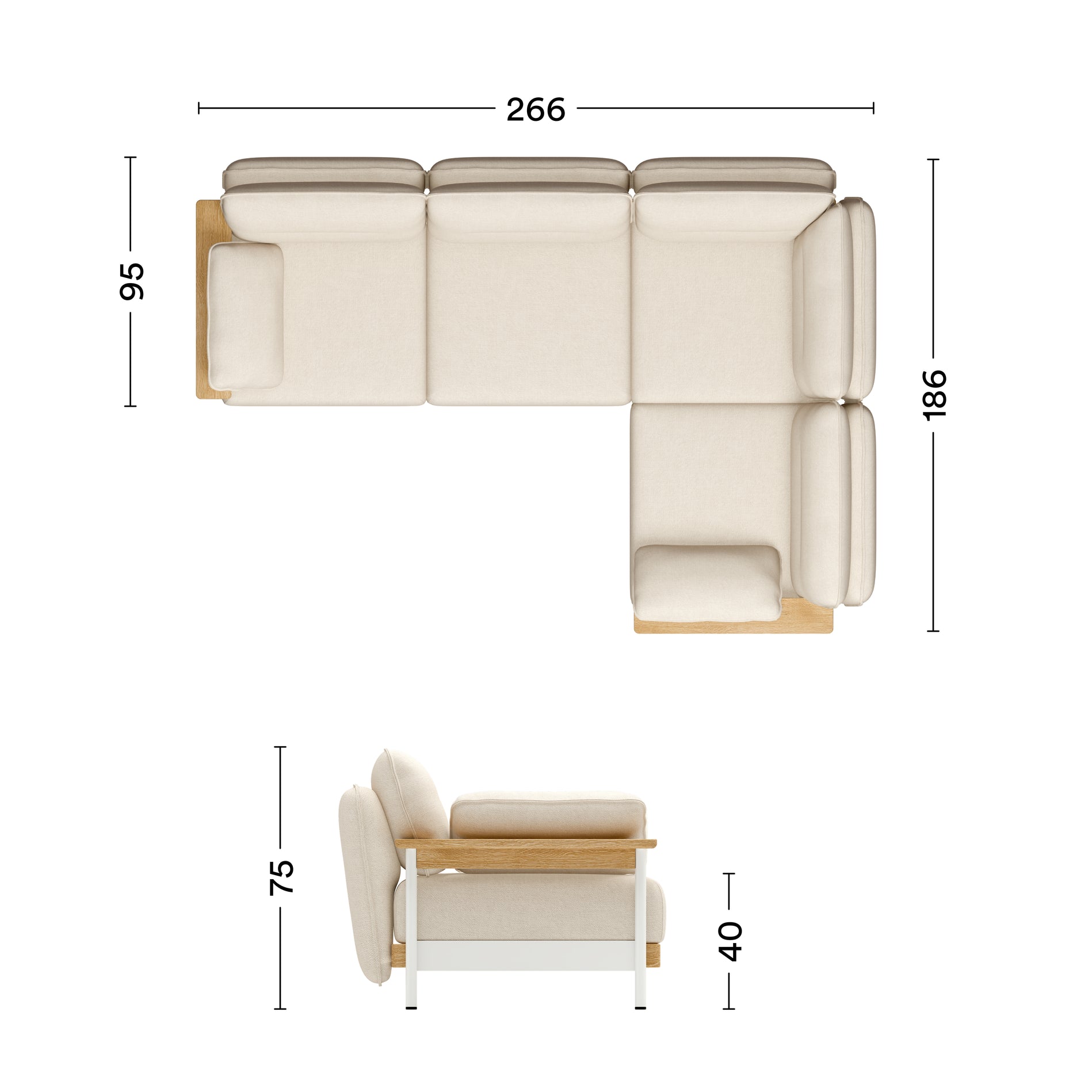 Maße Ecksofa Mio Lounge 4-Sitzer