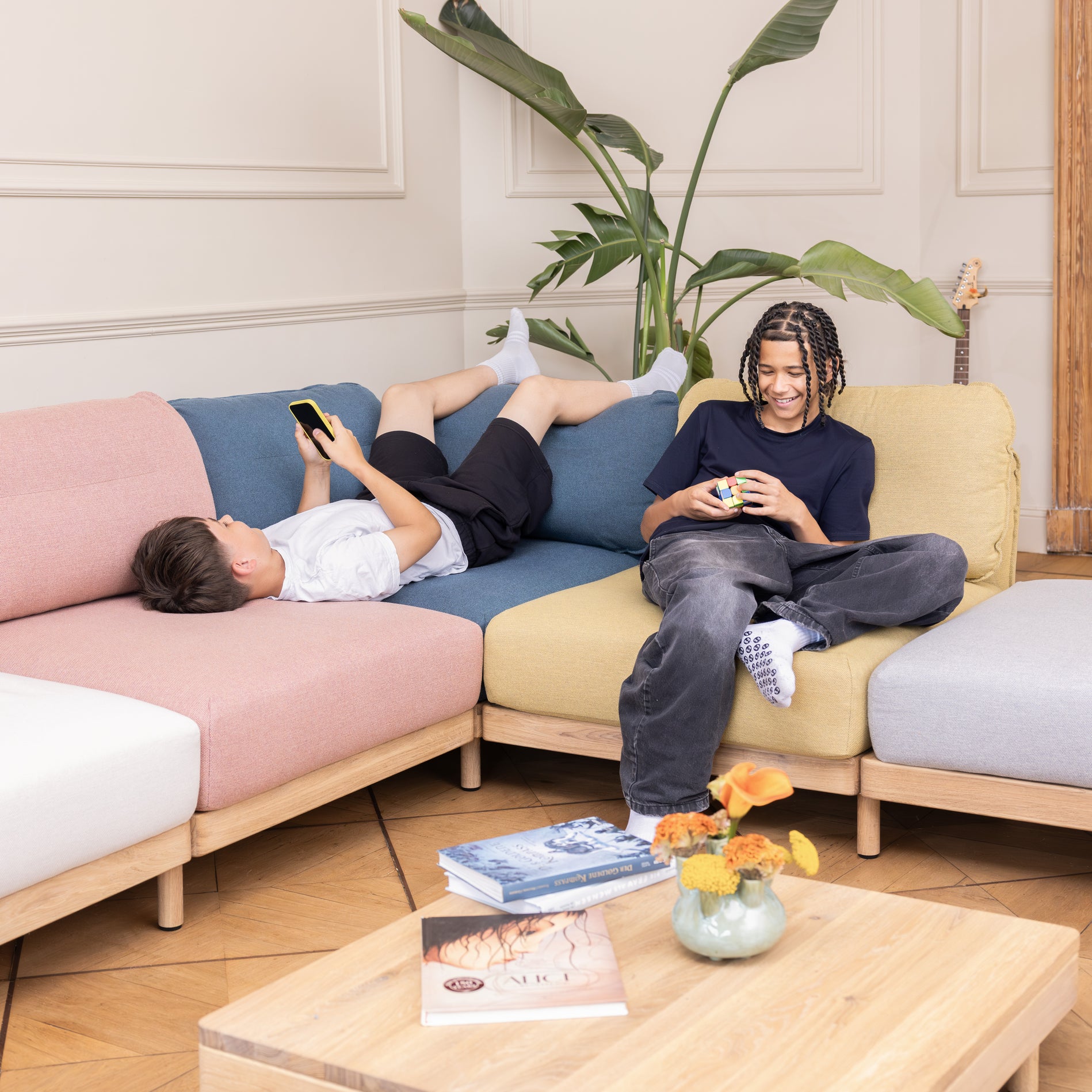 Designer Ecksofa bunt