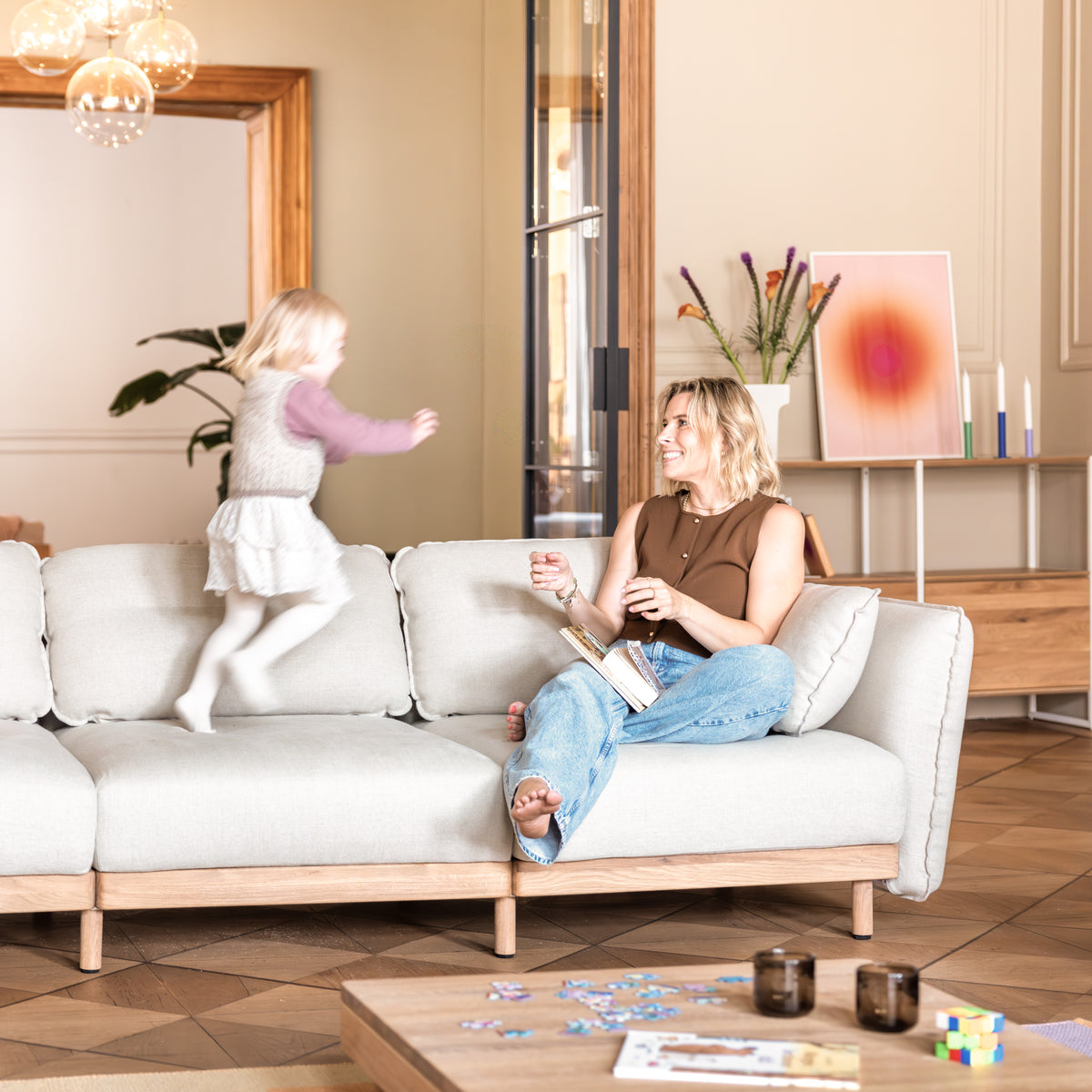 Ecological sofa Mio Soft 4-seater made of oak, latex, and recycled materials – ekomia