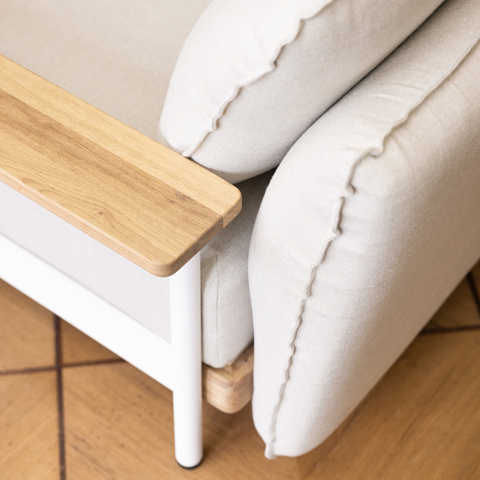 Design Sofa aus Eiche und Metall