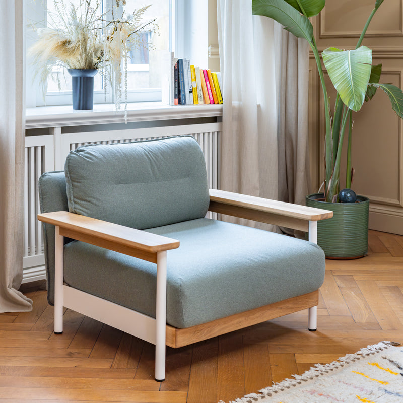 Designer Sessel Mio mit Eiche grün