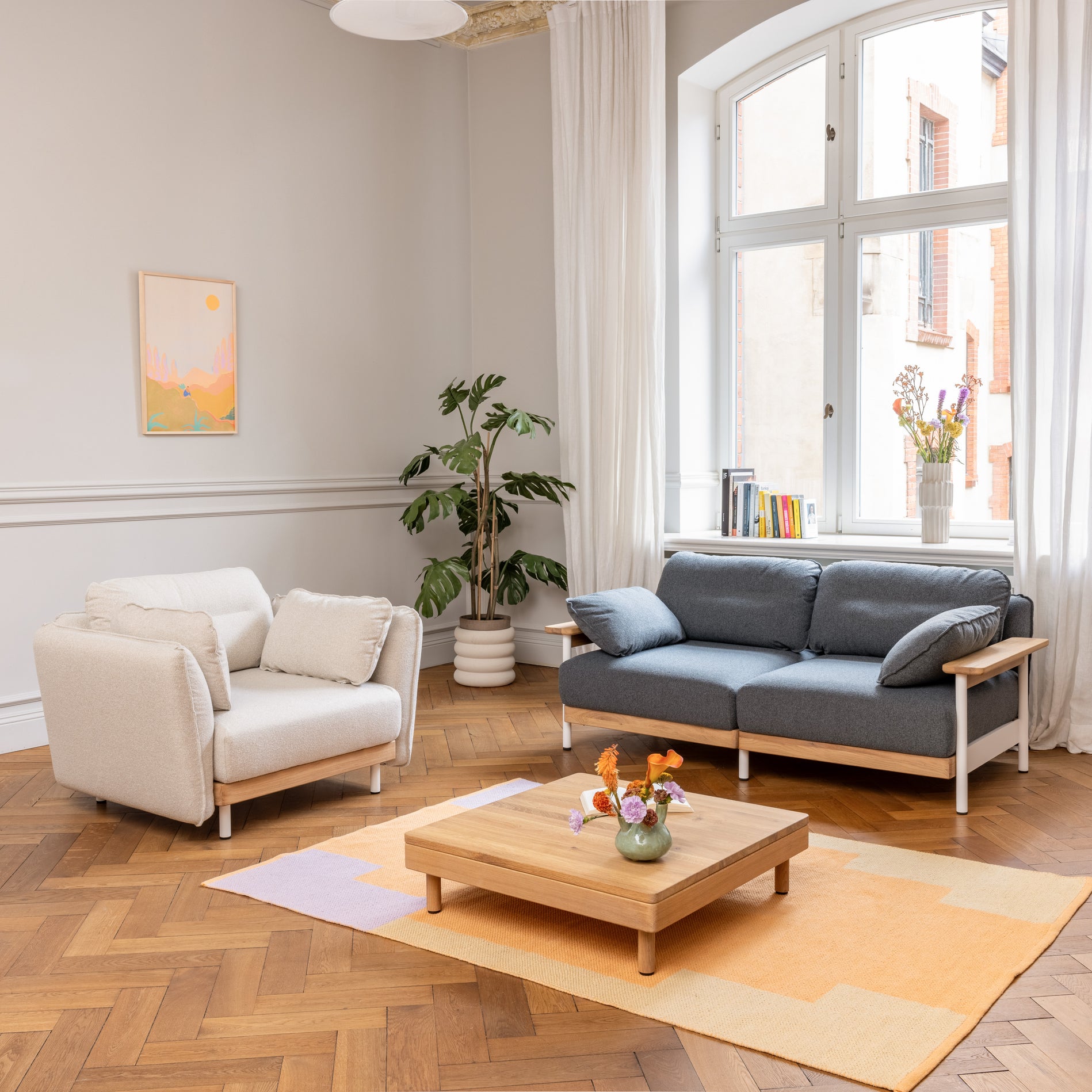 Sofa Ensemble mit Sessel, 2-Sitzer und Couchtisch
