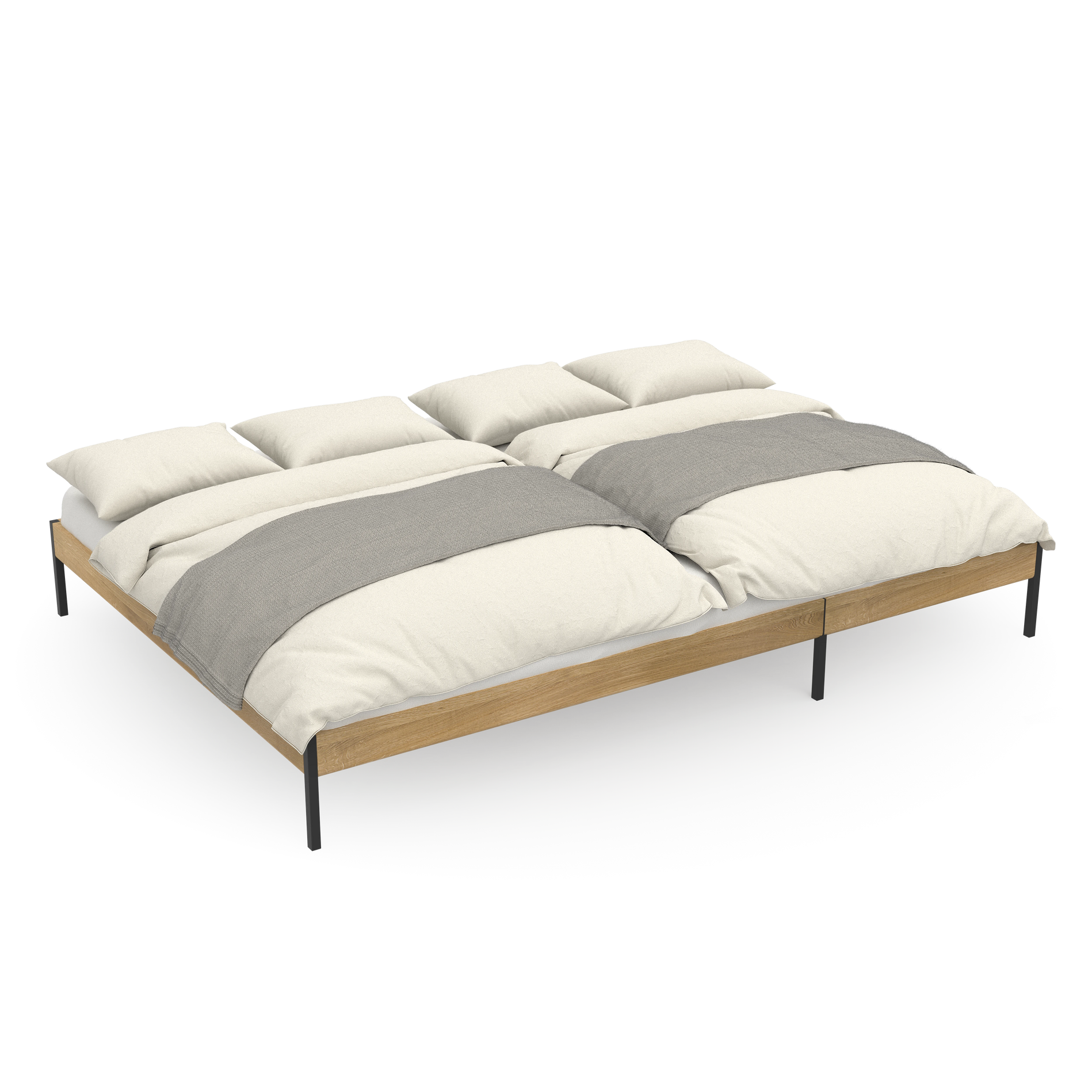 Designer Familienbett mit schwarzen Metallbeinen 