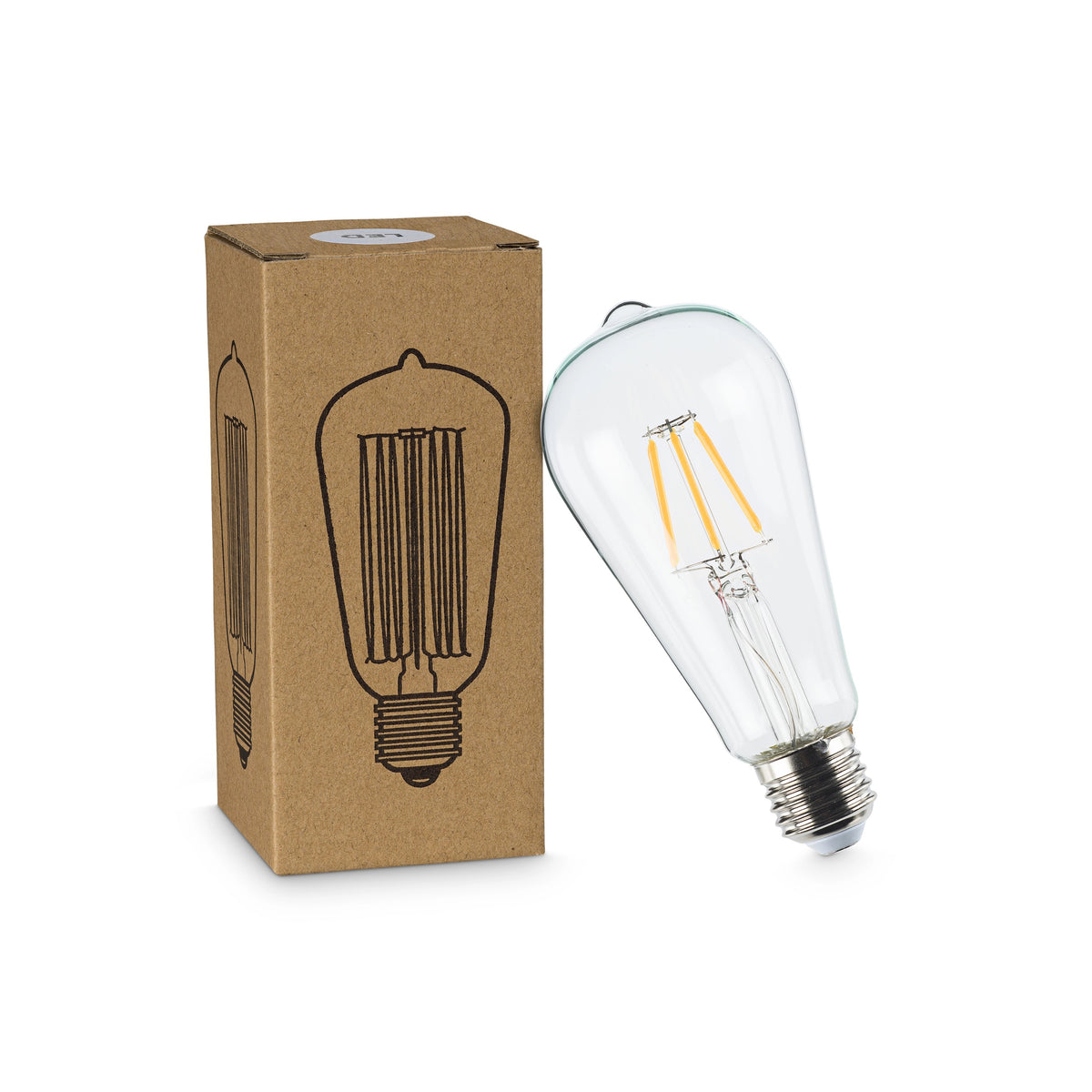 Retro LED Birne ST64 – 6 W, warmweiß, E27 – ekomia
