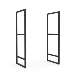 Wega Frame 900 für das Konfigurierbare Highboardsystem Wega kombiniert edle Eichen Module mit schwarz beschichtetem Stahl