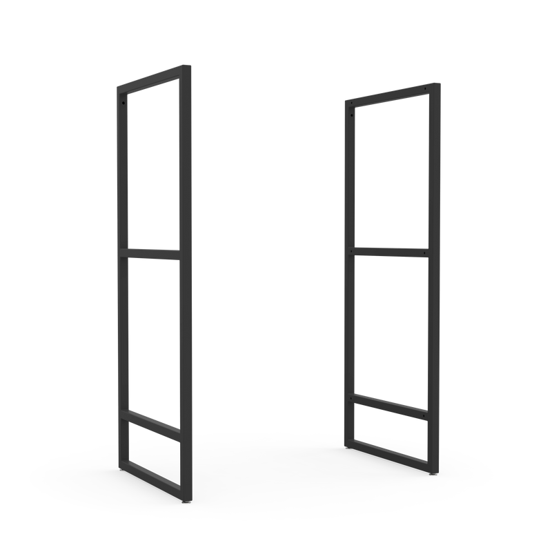 Wega Frame 900 für das Konfigurierbare Highboardsystem Wega kombiniert edle Eichen Module mit schwarz beschichtetem Stahl
