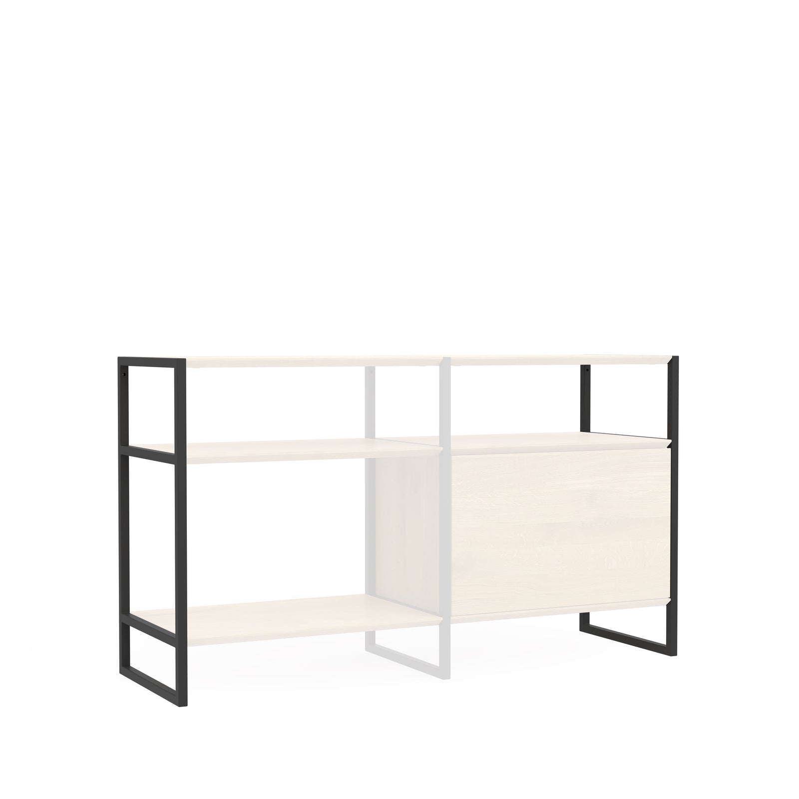 Fernsehsideboard im industrial Design robust und hochwertig aus schwarzem Stahl und zertifizierter Eiche gefertigt