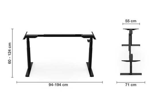 Maße Tischgestell / Stehtisch elektrisch