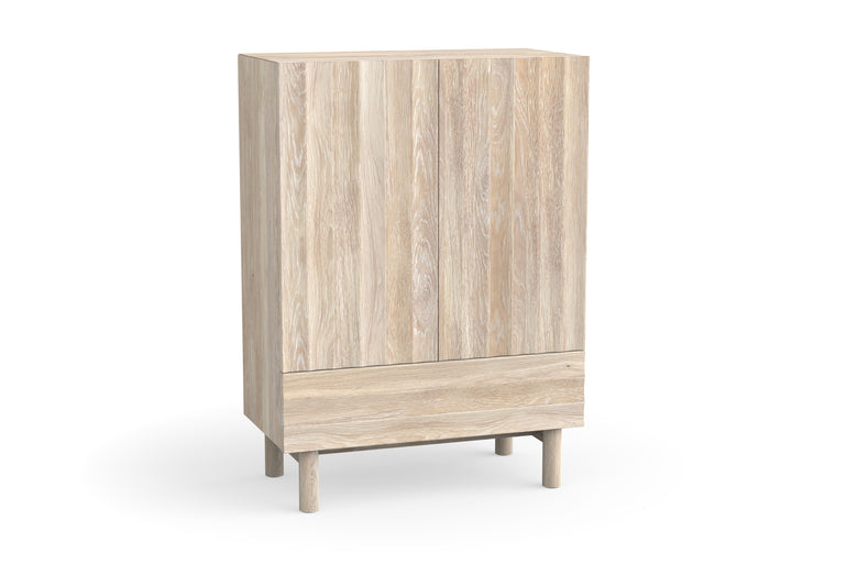 Designer Highboard Massivholz Eiche hell