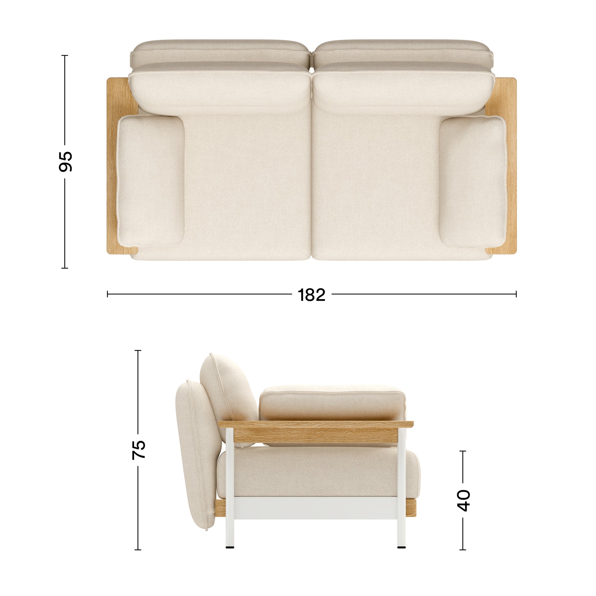 Maße 2-Sitzer Sofa Mio Lounge