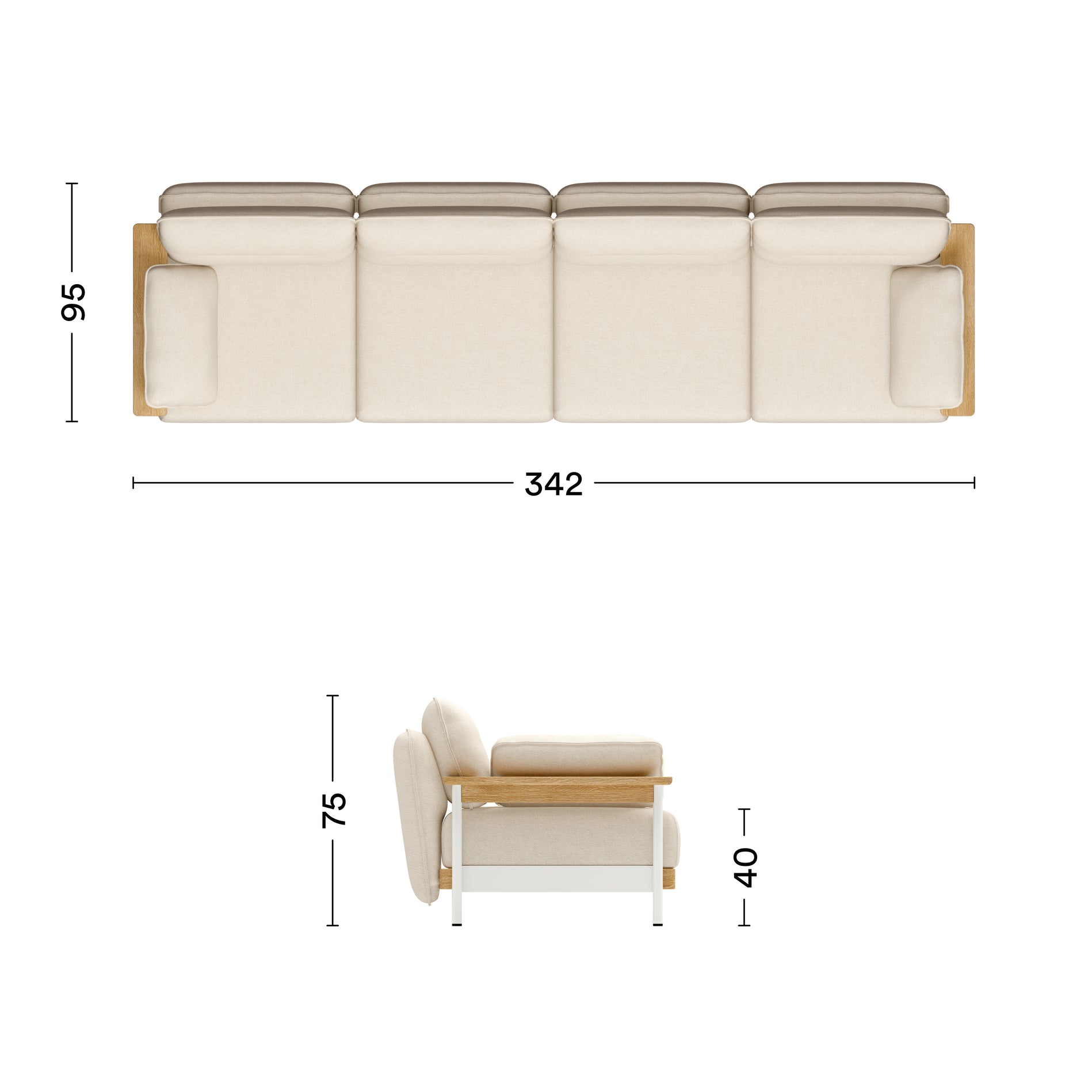 Maße Sofa Mio Lounge 4-Sitzer