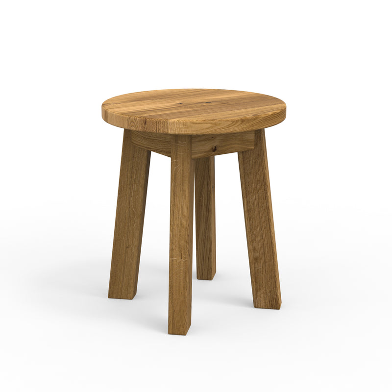 Robuster Hocker aus Massivholz Wildeiche