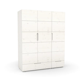 Weißer Kleiderschrank mit drei Türen aus Massivholz