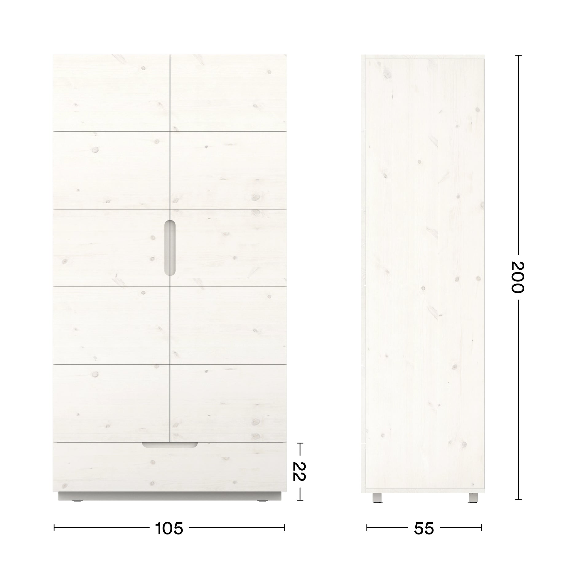 Maße zertifizierter Kleiderschrank 1 Meter Massivholz