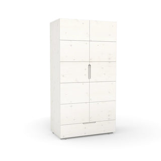 Weißer Kleiderschrank mit zwei Türen aus Massivholz