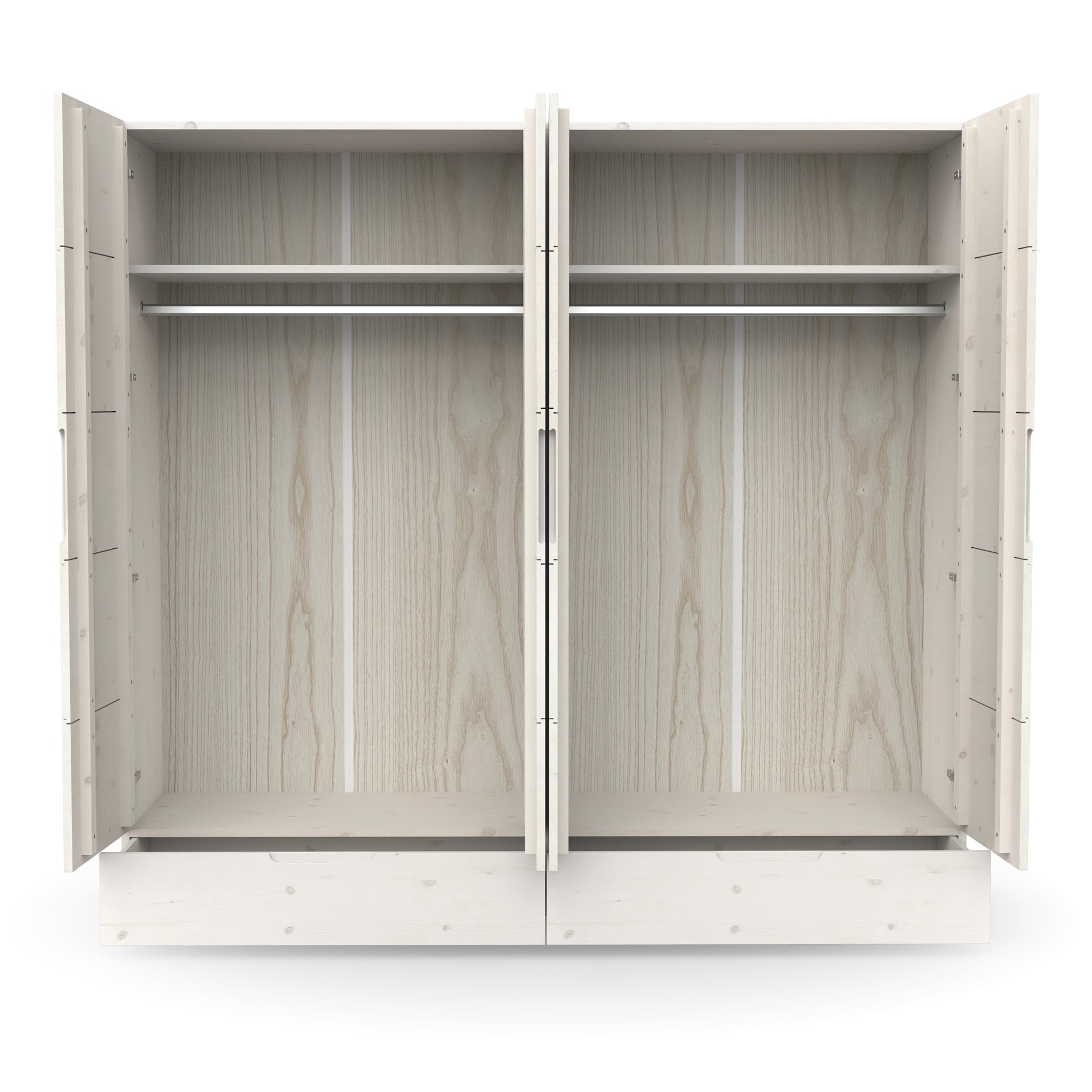 Zeitloser Kleiderschrank mit Schubladen und Kleiderstangen