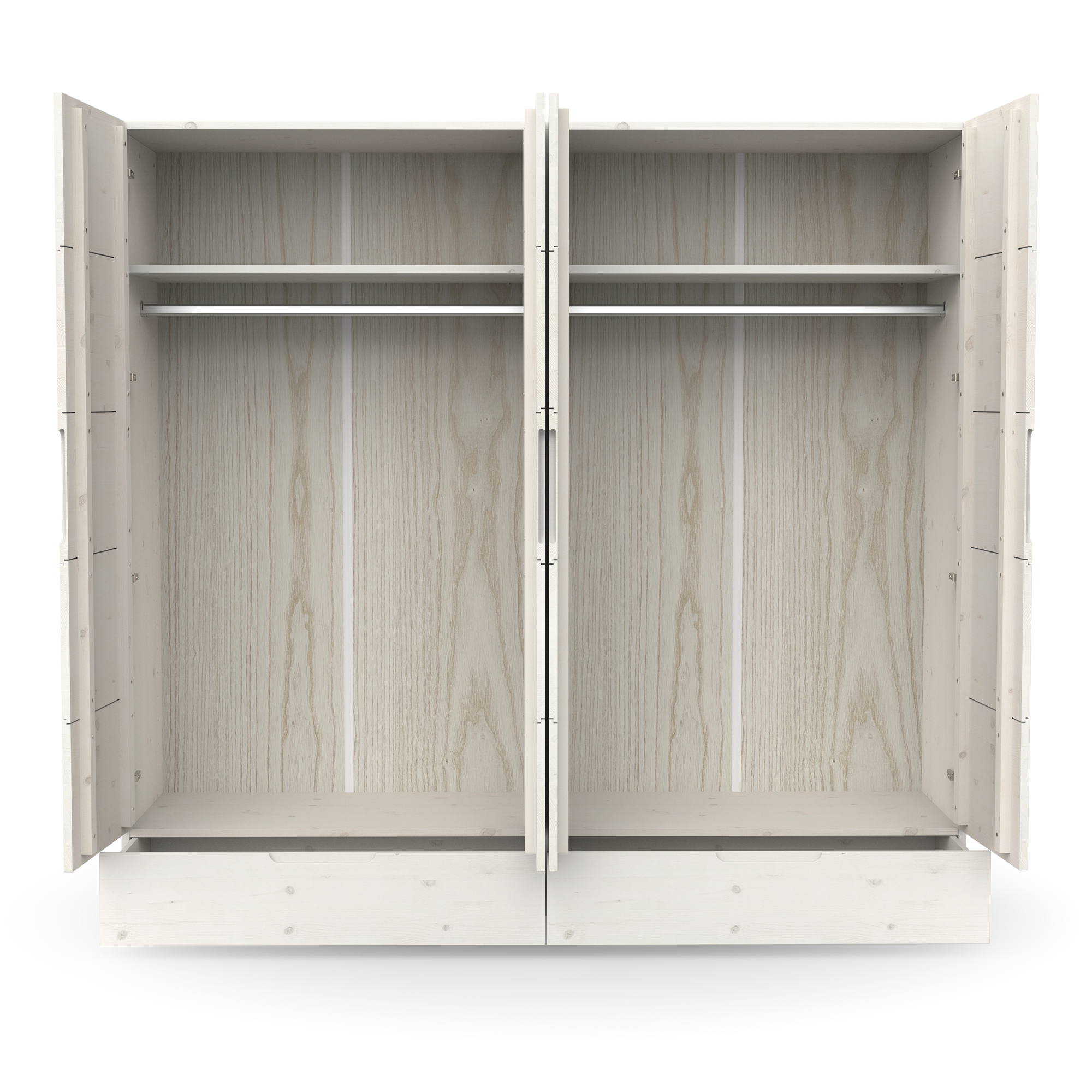 Zeitloser Kleiderschrank mit Schubladen und Kleiderstangen