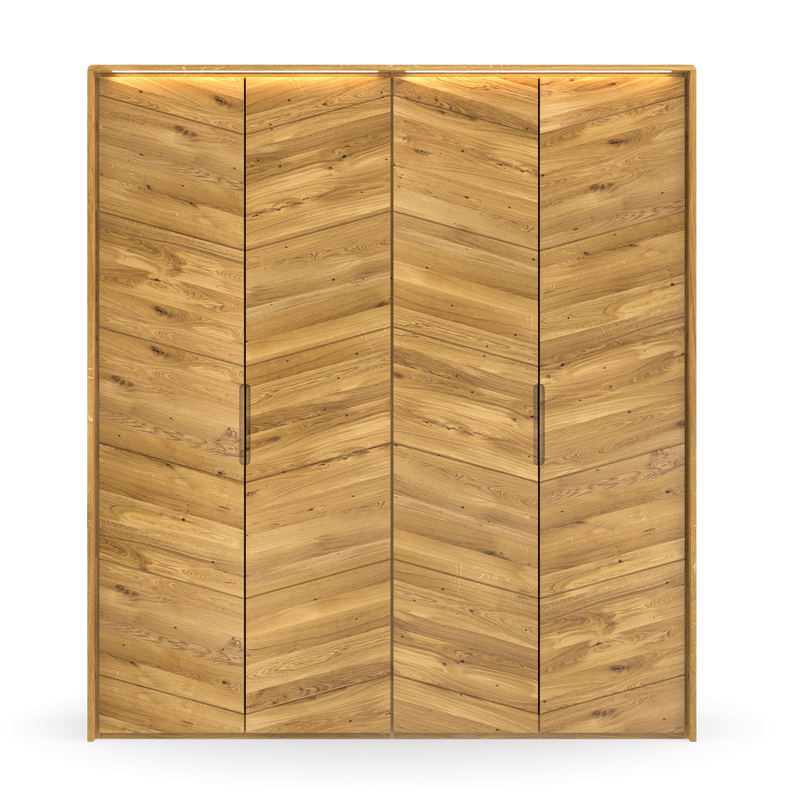 Kleiderschrank aus Eiche mit Beleuchtung