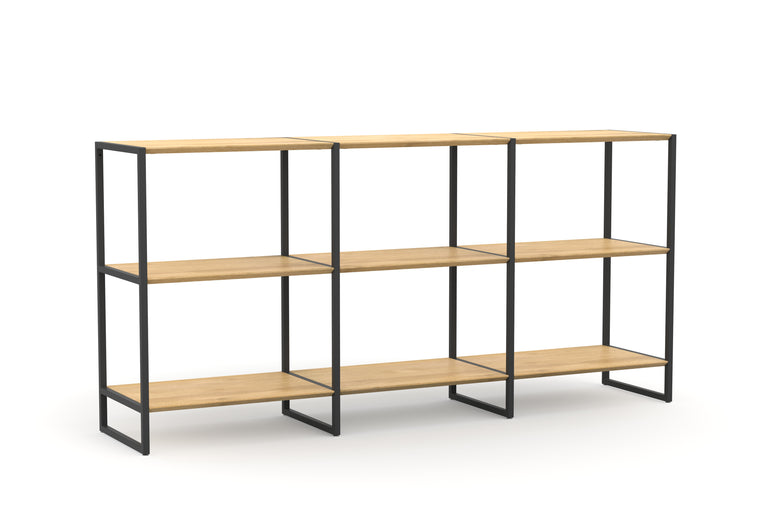 Highboard mit Eichenholz und Metallelementen, individuell konfigurierbar