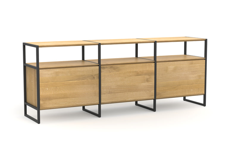 Massivholz-Sideboard aus Eiche und Metall, individuell anpassbar