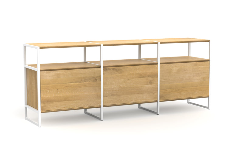 Konfigurierbares Sideboard aus Massivholz mit Metall und Eiche