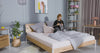 Design Bett Luna mit weißem Metallgestell und massiver Eiche