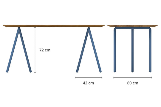 Maße Schreibtisch Libra mit blauen Tischböcken