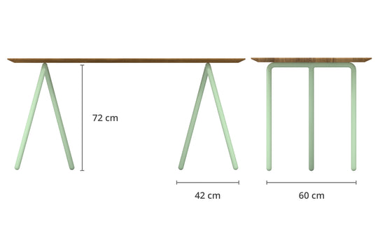Maße Schreibtisch Libra mit mint-farbenen Tischböcken