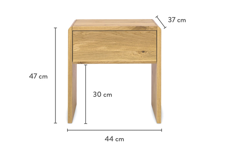 Minimalistischer Nachttisch mit runden Ecken