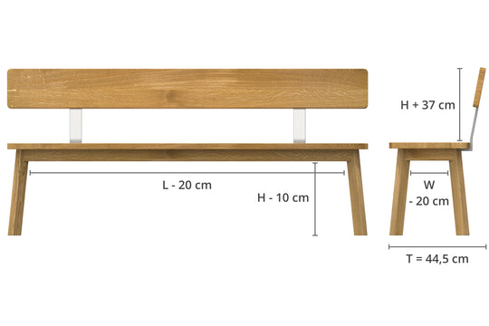 Maße Sitzbank Lehne Form F