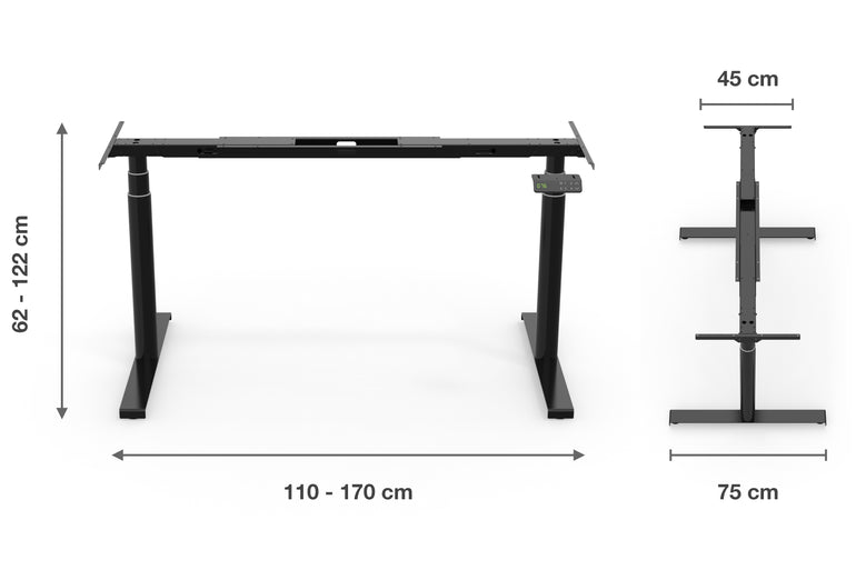 Maße Tischgestell / Stehtisch elektrisch