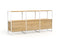 Design Highboard mit weißem Metallgestell und Eiche mit Türen